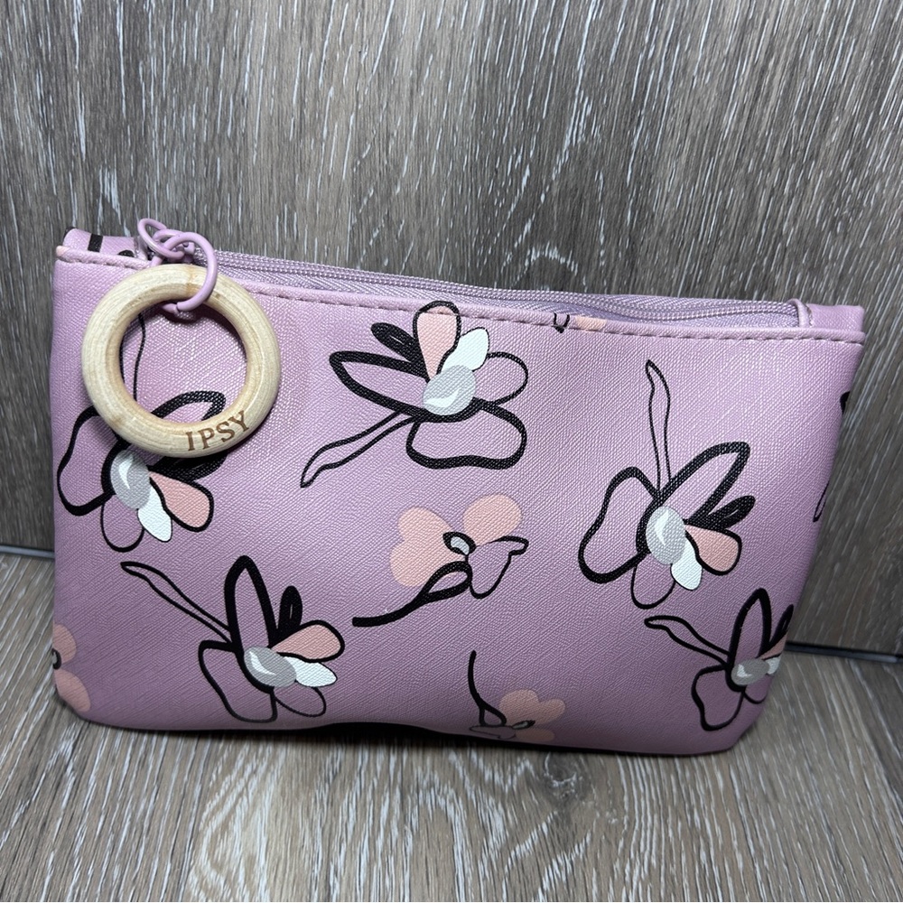 Ipsy Mauve Floral Cosmetic Bag